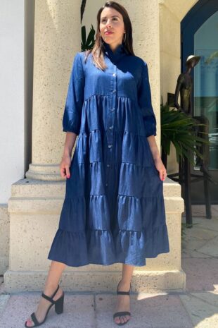 Marilyn's Tiered Denim Maxi Dress