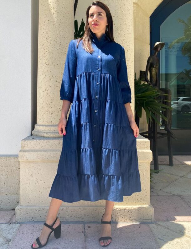 Marilyn's Tiered Denim Maxi Dress