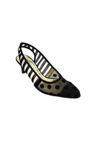 Marilyn's French Black Mesh Dot Heel