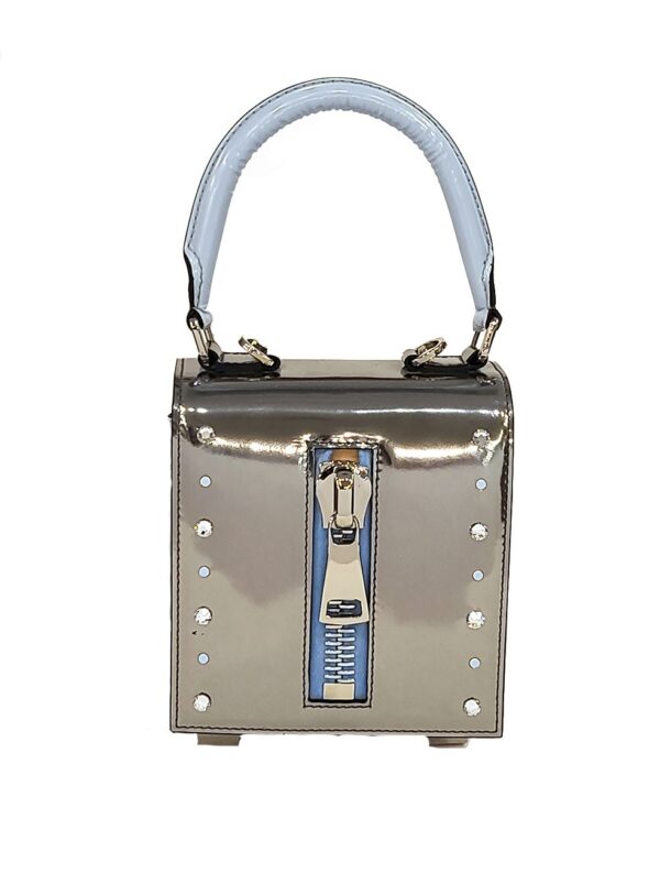 Marilyn's Italian Reflective Leather Cube Handbag