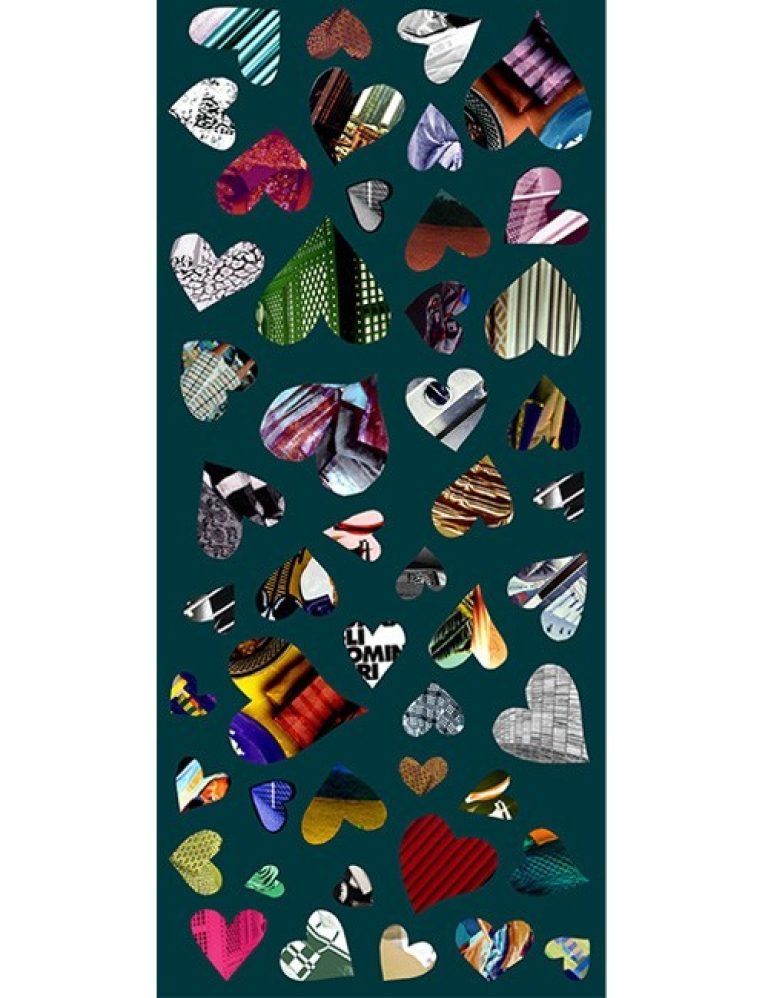 Marilyn's Shawl - Patchwork Hearts - Multi-color on Teal