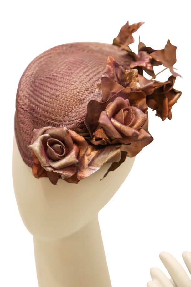 Marilyn's French Mauve Oval Fascinator with Floral Accent