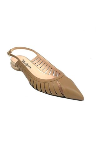 Marilyn's Leather Pointed Toe Sling Back Flat Shoes