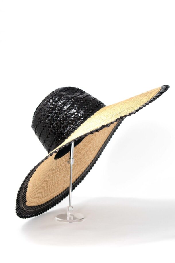 Marilyn's Italian Wide Brimmed straw hat with edged rascello