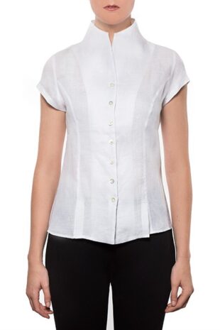 Marilyn's Italian White Cotton Cap Sleeve Blouse