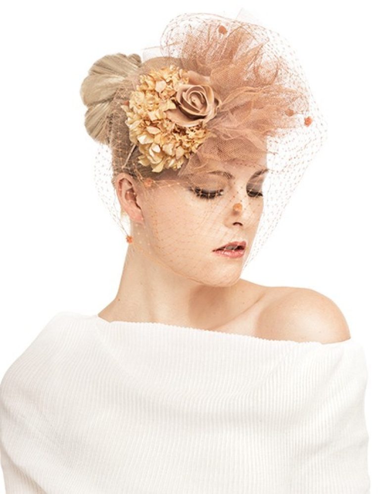 Sku-19544_Fascinator-Tulle-Flower-Cluster_with-Veil_peach-2