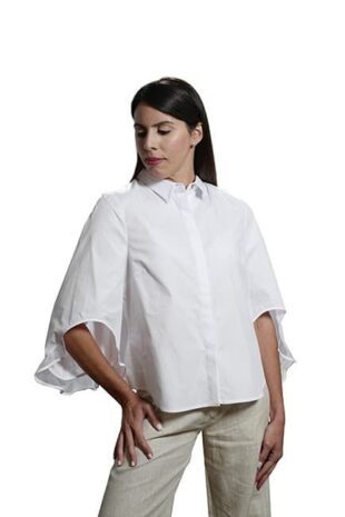 Marilyn's Marble Ruffle Sleeve Blouse