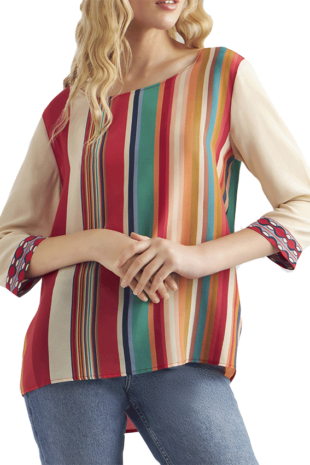 Marilyn's Italian Striped Silk Print Blouse