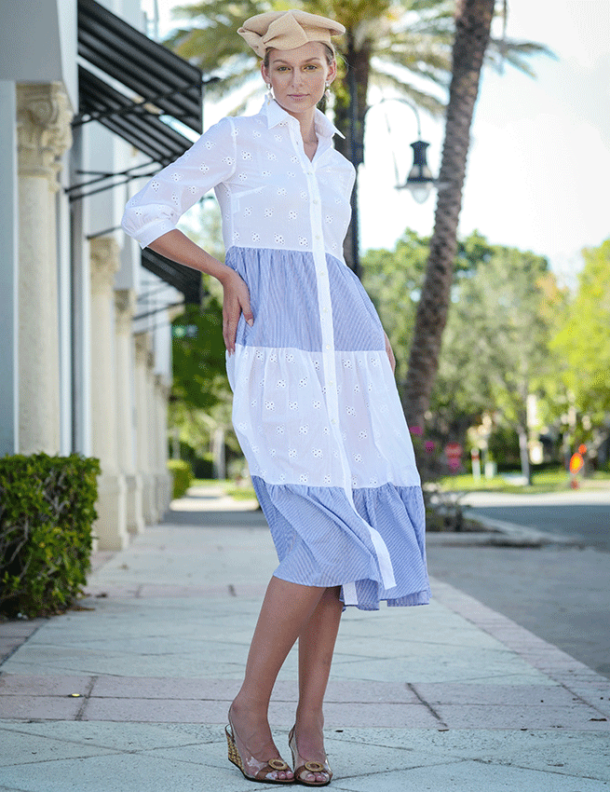 Marilyn's Tiered Eyelet Maxi Dress