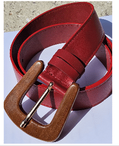 AG LEATHER WOOD BUCKLE BELT