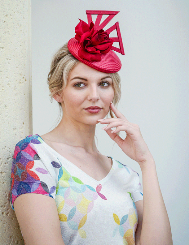 Red Woven Crown Flower Rose Fascinator