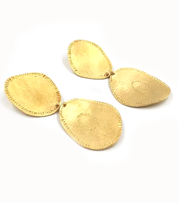 PAGA FABULOUS PIERCED GOLD EARRINGS LIGHT WEIGHT