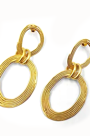 TJALA HANDMADE GOLD-PLATED PIERCED RING EARRINGS