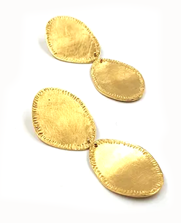 ARZANA LIGHT WEIGHT PIERCED MATTE GOLD EARRINGS