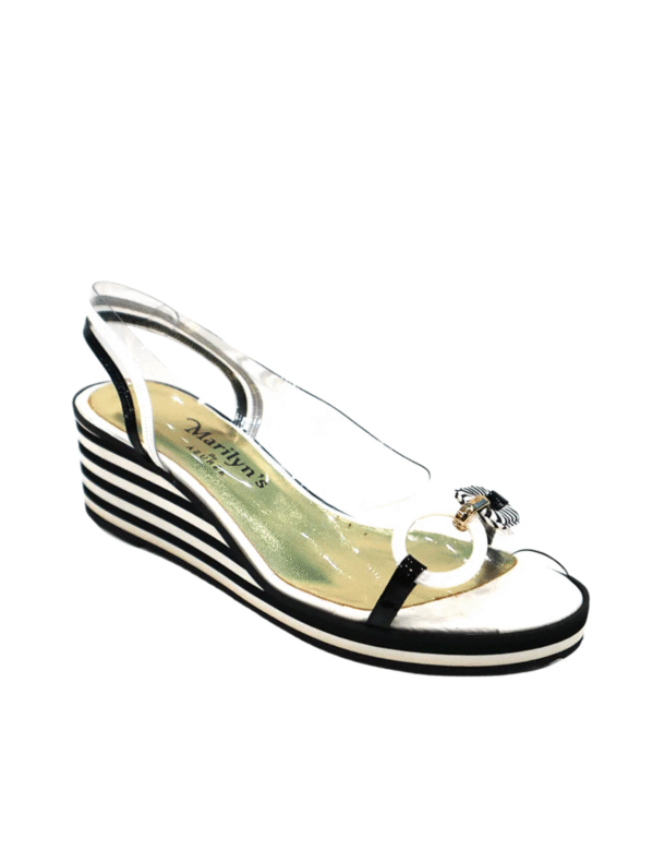 Marilyn's Molia Wedge Clear Black White Comfortable Shoe