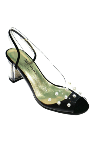 Marilyn's Monius Crystal Clear Leather Short Heel Shoe