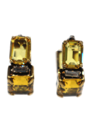 ORV70 BRASS STONES ORNAMENTAL CLIP EARRINGS