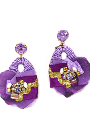 PARFU LANVENDER CRYSTAL LIGHT FUN PIERCED EARRING