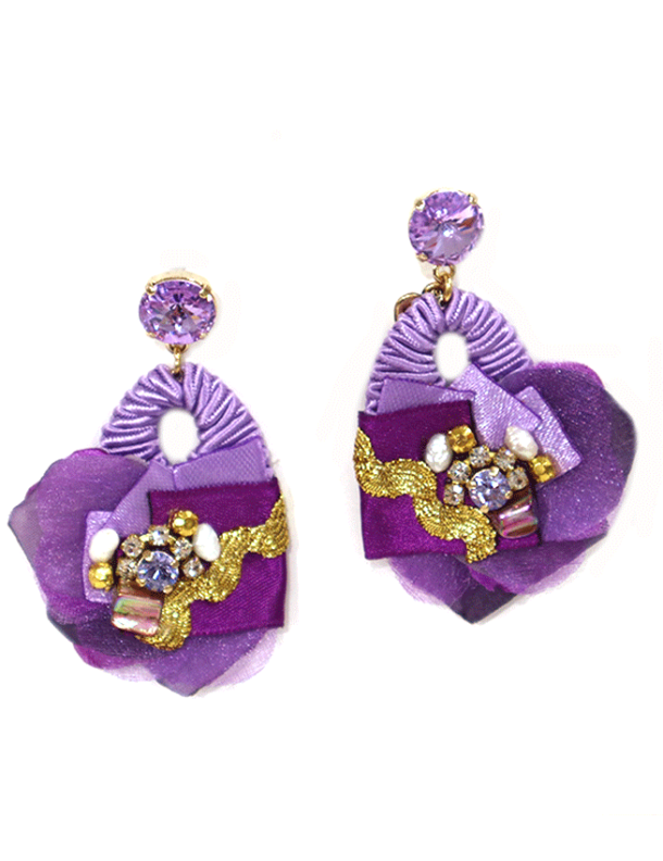 PARFU LANVENDER CRYSTAL LIGHT FUN PIERCED EARRING