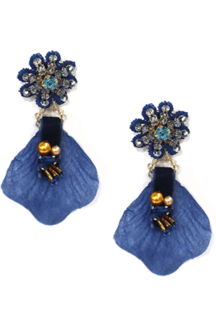 SISSI FABULOUS UNIQUE NAVY LIGHT PIERCED EARRINGS