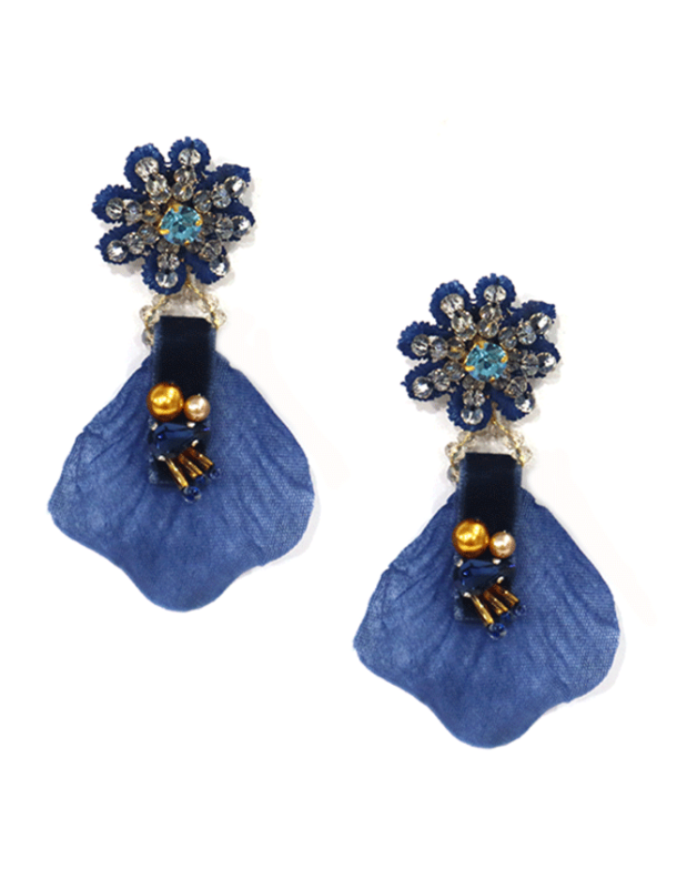 SISSI FABULOUS UNIQUE NAVY LIGHT PIERCED EARRINGS