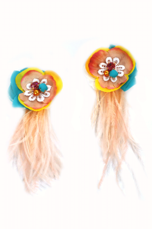 BAIXA FEATHERED LIGHT PIERCED CLIPPED EARRINGS