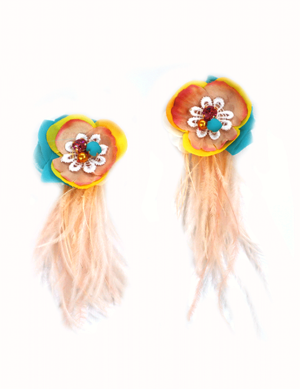 BAIXA FEATHERED LIGHT PIERCED CLIPPED EARRINGS