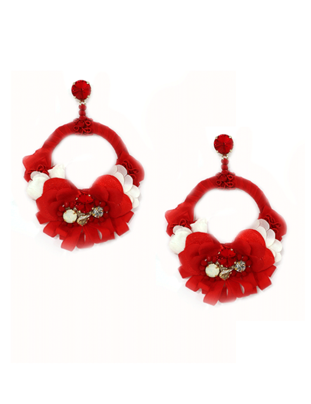 MOULI RED FABULOUS CHANDELER PIERCED EARRINGS