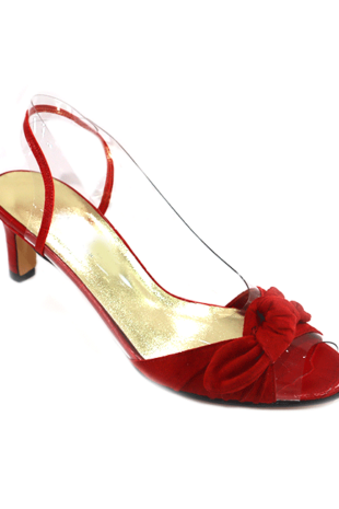 NIMBH SLANG BACK OPEN TOE LOW HEEL RED SHOE