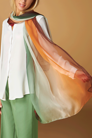 Luxury Silk Moussoline Rectangle Shawl, Sarong