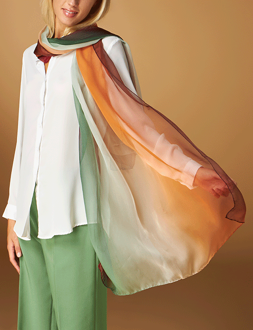 Luxury Silk Moussoline Rectangle Shawl, Sarong