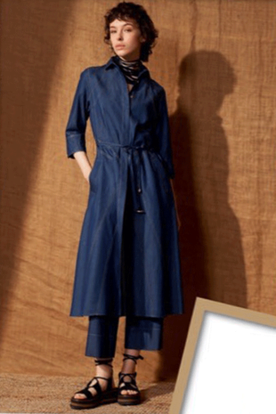 Marilyn's Denim Sleeve Side Pockets 3/4 Length Dress