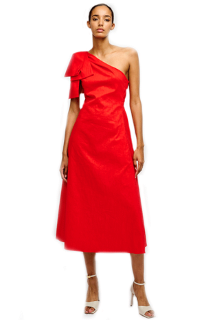 Marilyn's Avril Fabulous Red Strapless Neckline Midi Length Dress