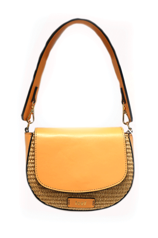 Marilyn's Ele Great Fun Leather Trim Raffia Crossbody Strap Bag