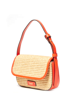 Marilyn's Italian Small Rectangle Leather Raffia Shoulder Bag