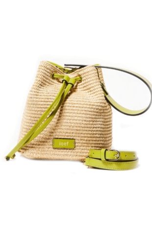 Marilyn's Leo Unique Bucket Leather Raffia Crossbody Bag