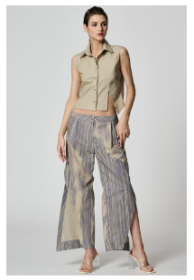 LUCIA Fun Cotton Cropped Sleeveless Collared Top