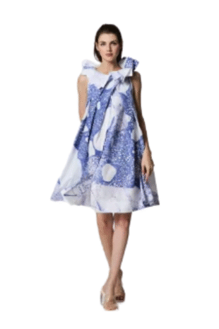 DENISA Fabulous Print Sleeveless A-Shape Knee Length Dress