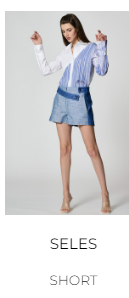 SELES Fun Chic Denim Short Front Zip Pockets Wrap Belt