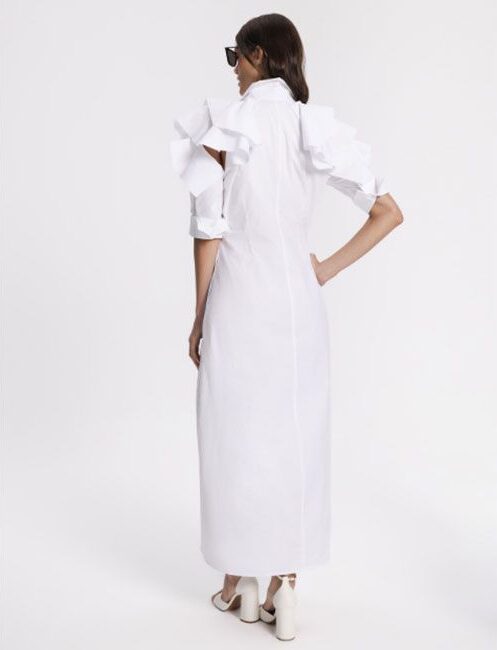 Marilyn's Maemi Best White Cotton Long Sleeve Long Dress