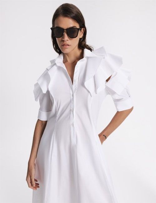 Marilyn’s Maemi Best White Cotton Long Sleeve Long Dress