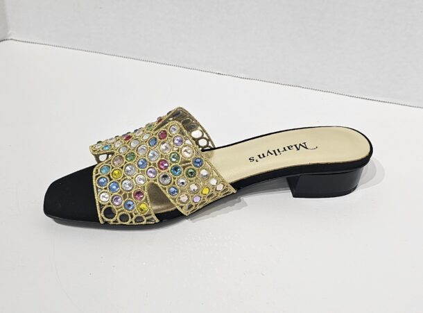 MARILYN'S FLAT MULE OPEN TOE CRYSTAL SHOE