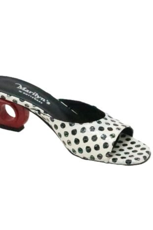 B584 Marilyn's  Luxury Italian Mule Slip on Open Toe Block Heel Shoes