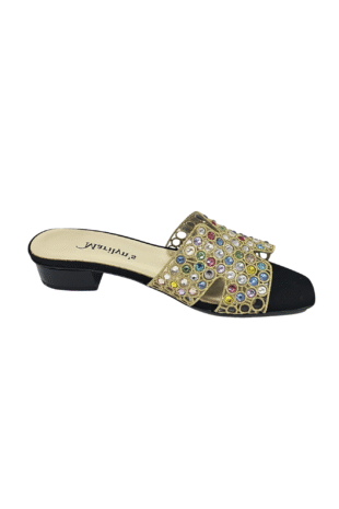 Marilyn's Flat Crystal Open Toe Mule Heel
