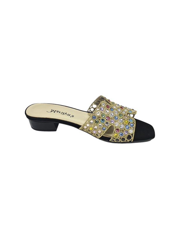 Marilyn's Flat Crystal Open Toe Mule Heel