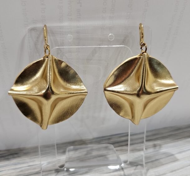 Marilyn's Gold Leather Textured Pierced Earrings