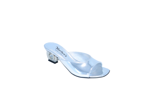 Marilyn's Luxury Italian Open Toe Block Heel Mule Slip on Shoe