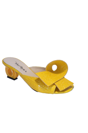 Marilyn's Luxury Italian Mule Slip on Open Toe Block Heel Shoes