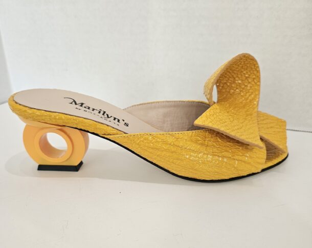 Marilyn's Luxury Italian Mule Slip on Open Toe Block Heel Shoes