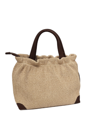 Woven Leather Grip and Crossbody Med Handbag